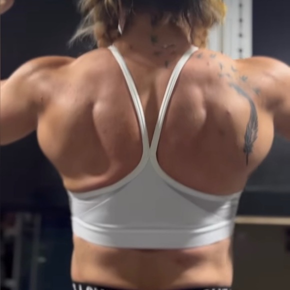 Nike White and Gray Racerback Sports Bra with Front Zipper - Picture 6 of 6